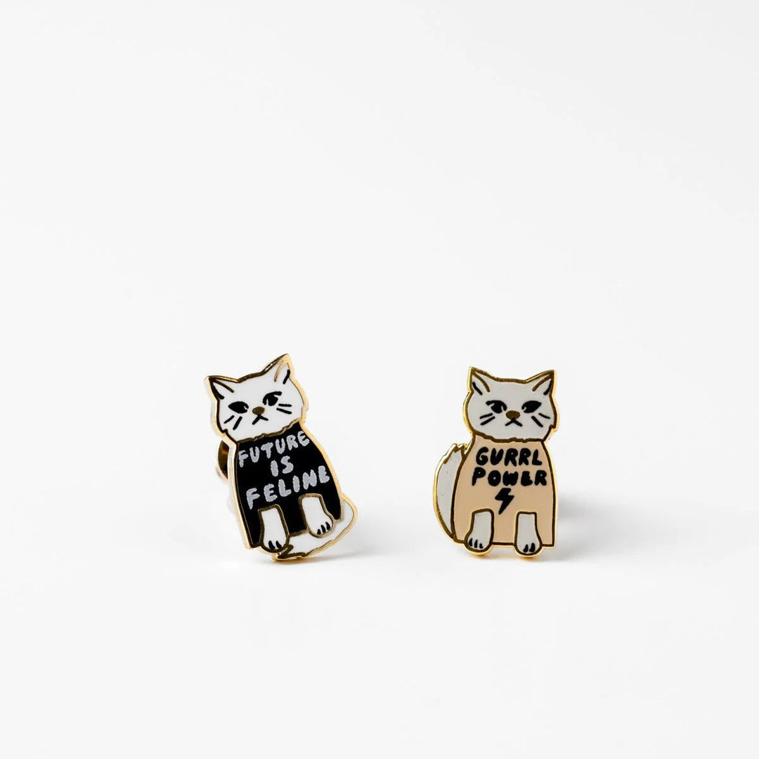 Gurrrl Power Cat Earrings | Yellow Owl Workshop - Pretty by Her- handmade locally in Cambridge, Ontario