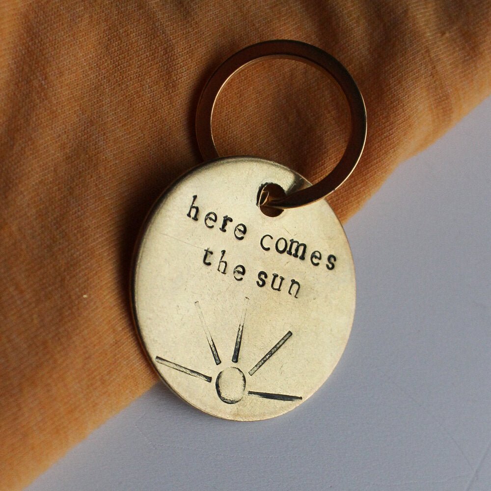 Here Comes the Sun Brass Keychain | Models & Monsters - Pretty by Her- handmade locally in Cambridge, Ontario