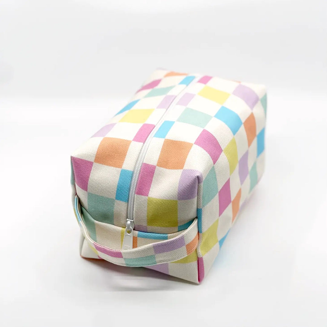 Makeup Bag Pastel Grid | Freon Collective - Pretty by Her- handmade locally in Cambridge, Ontario