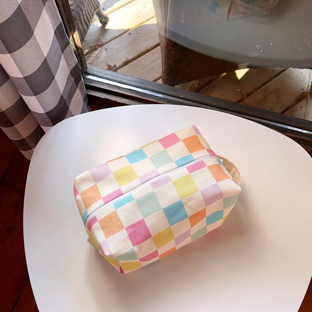 Makeup Bag Pastel Grid | Freon Collective - Pretty by Her- handmade locally in Cambridge, Ontario