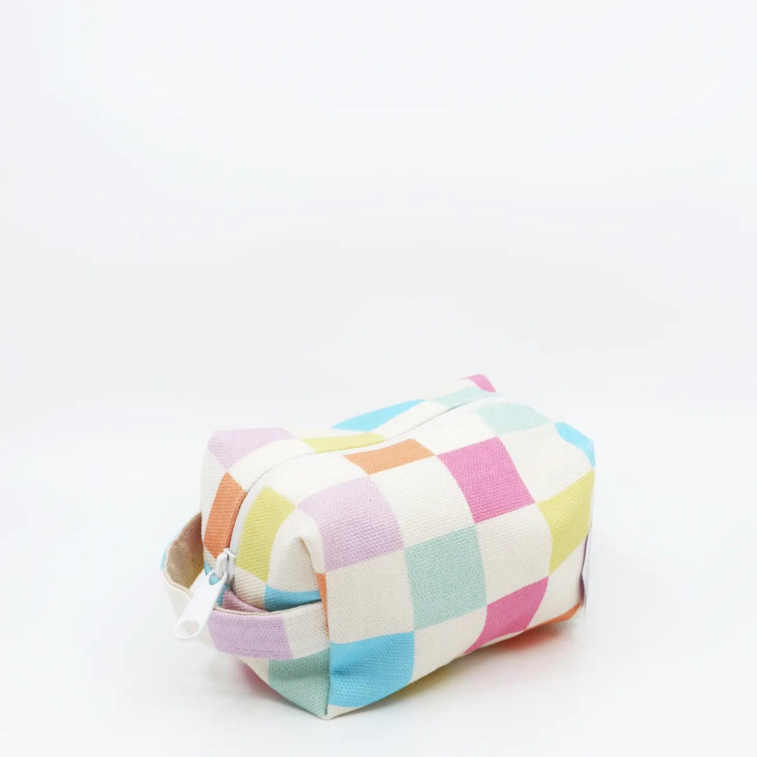 Mini Makeup Bag Pastel Grid | Freon Collective - Pretty by Her- handmade locally in Cambridge, Ontario