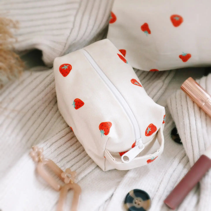 Mini Makeup Bag Strawberry | Freon Collective - Pretty by Her- handmade locally in Cambridge, Ontario
