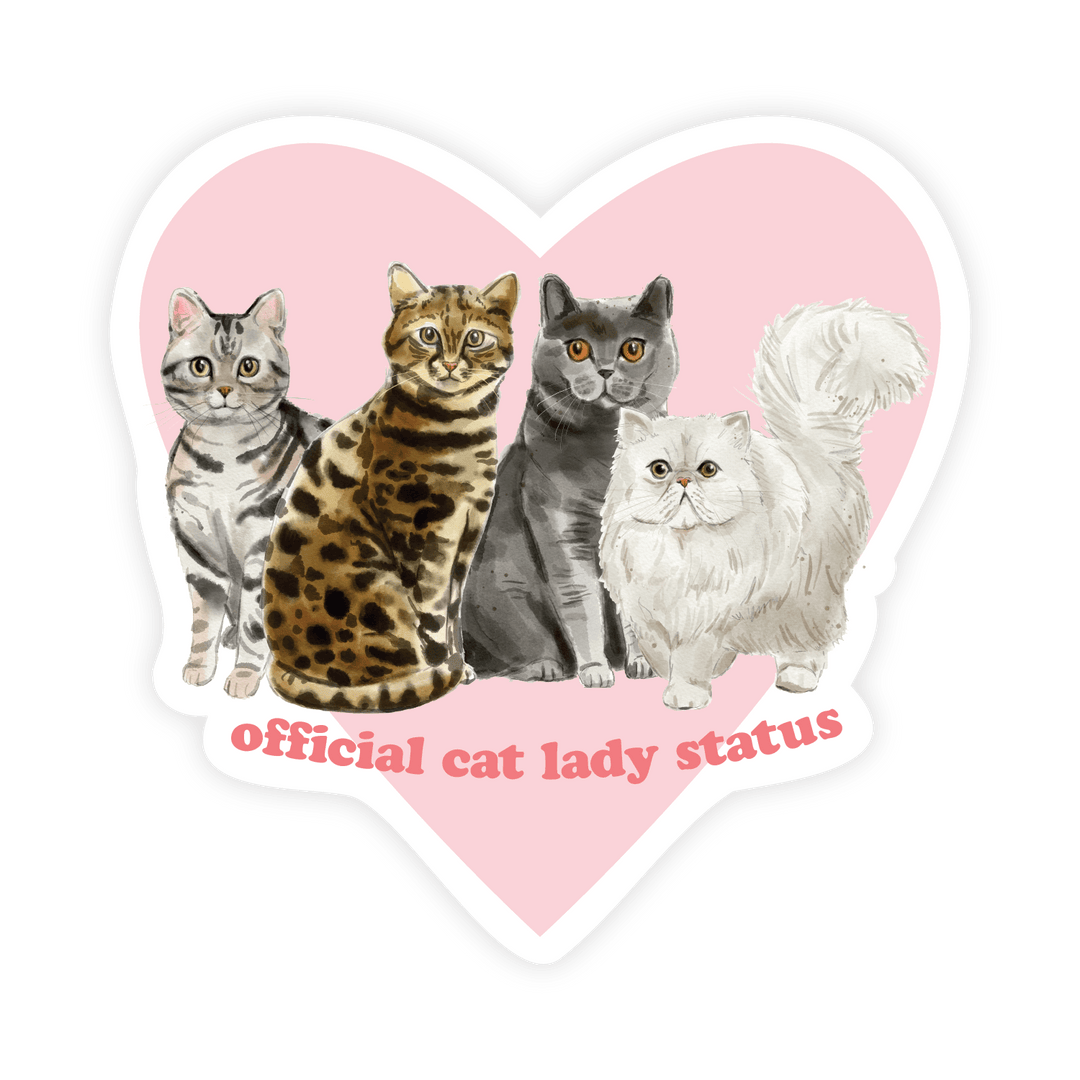 Official Cat Lady Status | Sticker - Pretty by Her- handmade locally in Cambridge, Ontario
