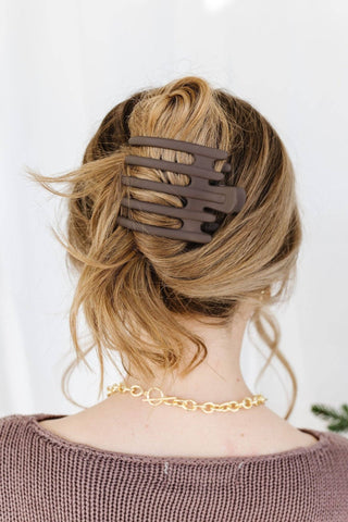 5 Prong Claw Clip - DARK BROWN - Pretty by Her- handmade locally in Cambridge, Ontario