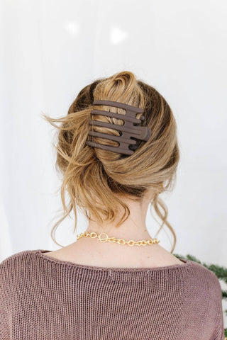 5 Prong Claw Clip - DARK BROWN - Pretty by Her- handmade locally in Cambridge, Ontario