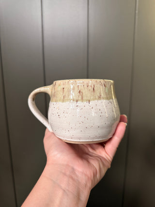 Speckled White and Green Ceramic Mug