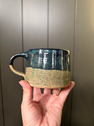 Slate Blue and Green Speckled Ceramic Mug