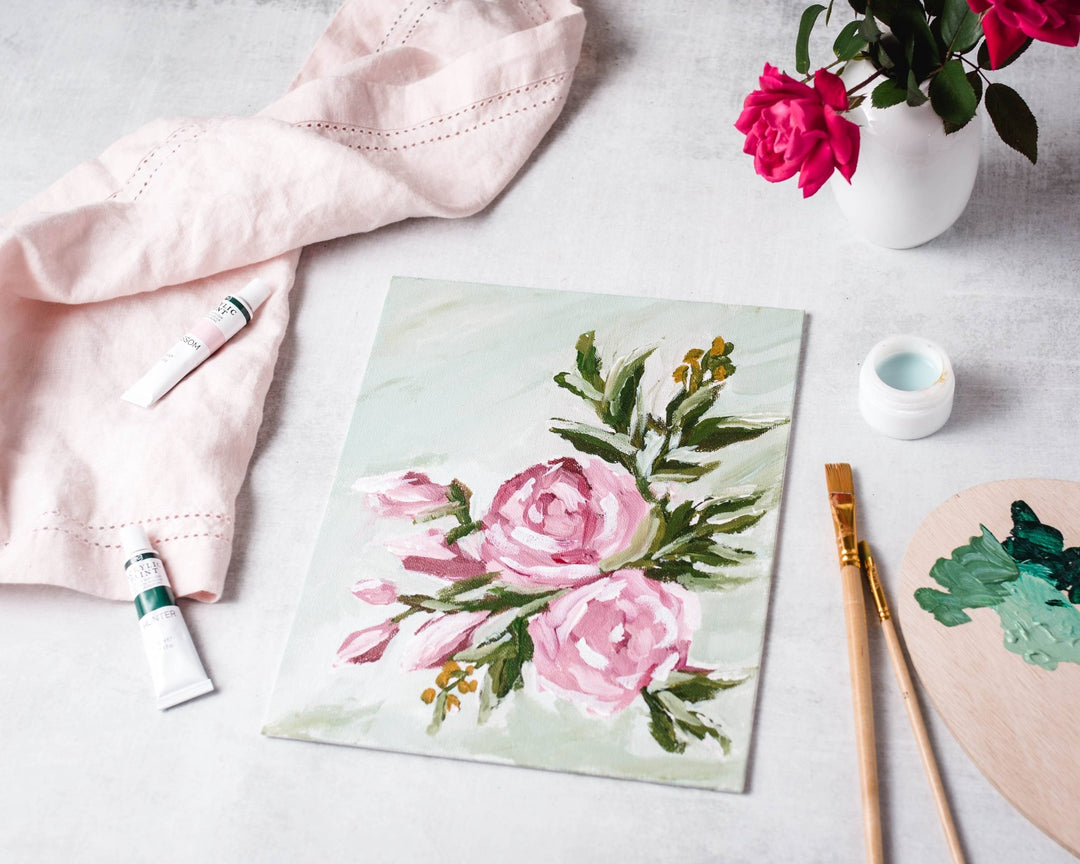 Abstract Roses painting kit, impressionist painting kit - Pretty by Her - handmade locally in Cambridge, Ontario