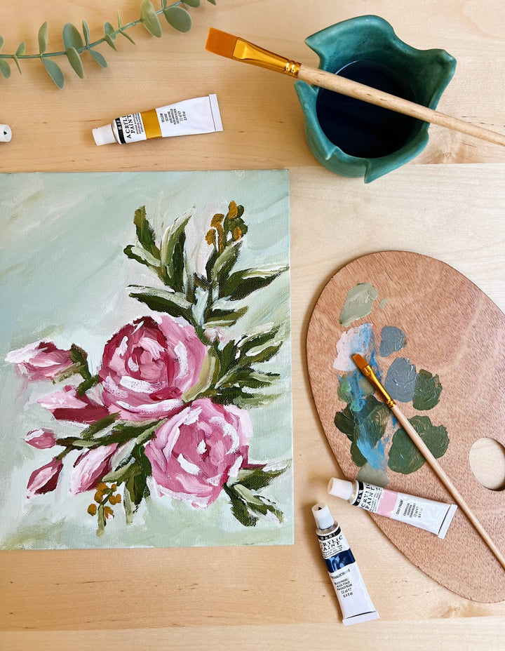 Abstract Roses painting kit, impressionist painting kit - Pretty by Her - handmade locally in Cambridge, Ontario