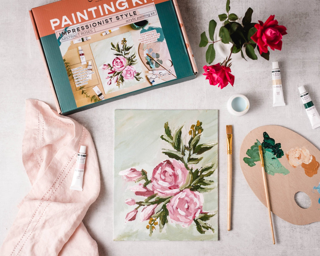 Abstract Roses painting kit, impressionist painting kit - Pretty by Her - handmade locally in Cambridge, Ontario