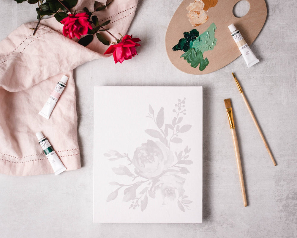 Abstract Roses painting kit, impressionist painting kit - Pretty by Her - handmade locally in Cambridge, Ontario