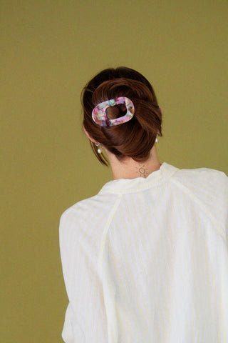 Acetate Circle Cutout Flat Claw Clips: Pink and Green - Pretty by Her- handmade locally in Cambridge, Ontario