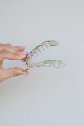 Acetate Circle Cutout Flat Claw Clips: Pink and Green - Pretty by Her- handmade locally in Cambridge, Ontario