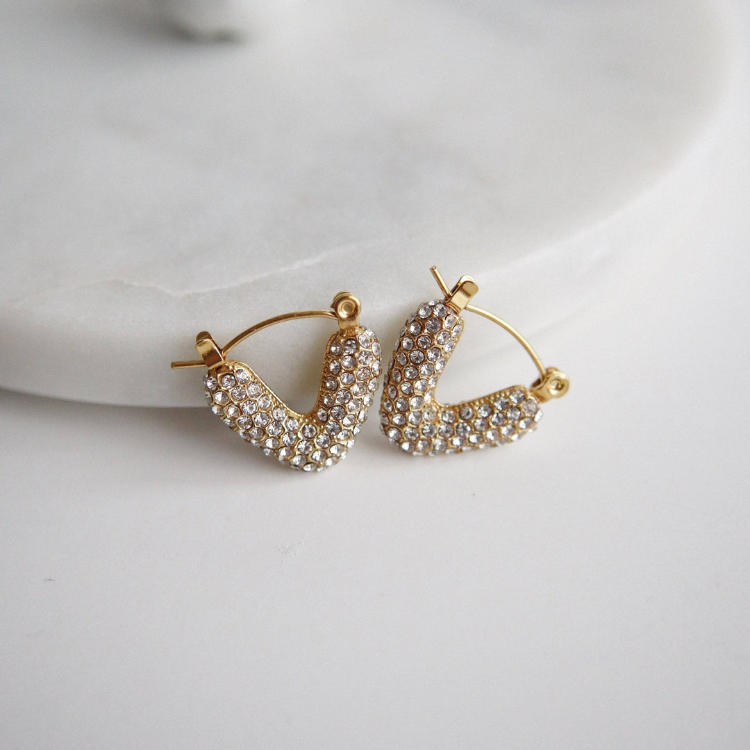 Alana Hoops | V - Shaped Pave Hoops - Pretty by Her - handmade locally in Cambridge, Ontario