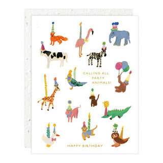 Animal Party - Birthday Card - Pretty by Her- handmade locally in Cambridge, Ontario