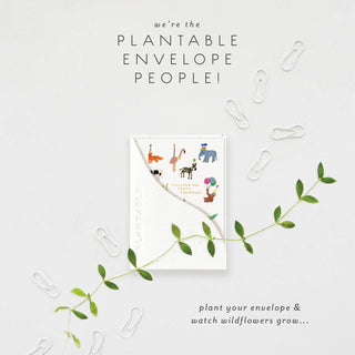 Animal Party Sprout - Birthday Mini Greeting Card - Pretty by Her- handmade locally in Cambridge, Ontario