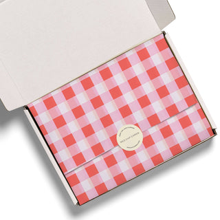 Red and Pink Gingham tissue paper: 5 Sheets