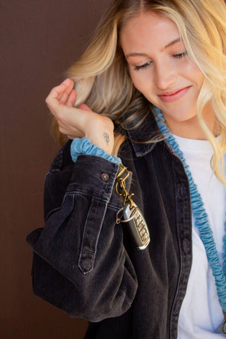 Baby Blue Jean Keychain - Pretty by Her- handmade locally in Cambridge, Ontario