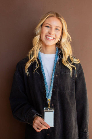 Baby Blue Jean Lanyard - Pretty by Her- handmade locally in Cambridge, Ontario