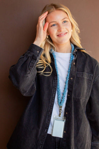 Baby Blue Jean Lanyard - Pretty by Her- handmade locally in Cambridge, Ontario