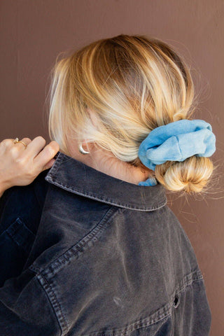 Baby Blue Jean Oversized Scrunchie - Pretty by Her- handmade locally in Cambridge, Ontario