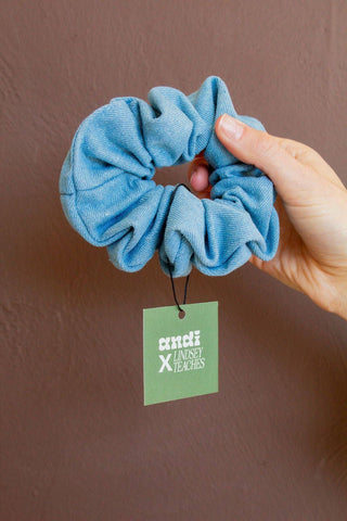 Baby Blue Jean Oversized Scrunchie - Pretty by Her- handmade locally in Cambridge, Ontario