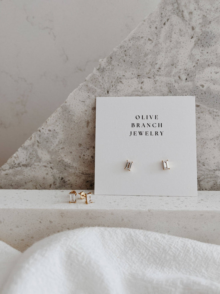 Baguette - Cut Stud Earrings: Gold - Pretty by Her - handmade locally in Cambridge, Ontario
