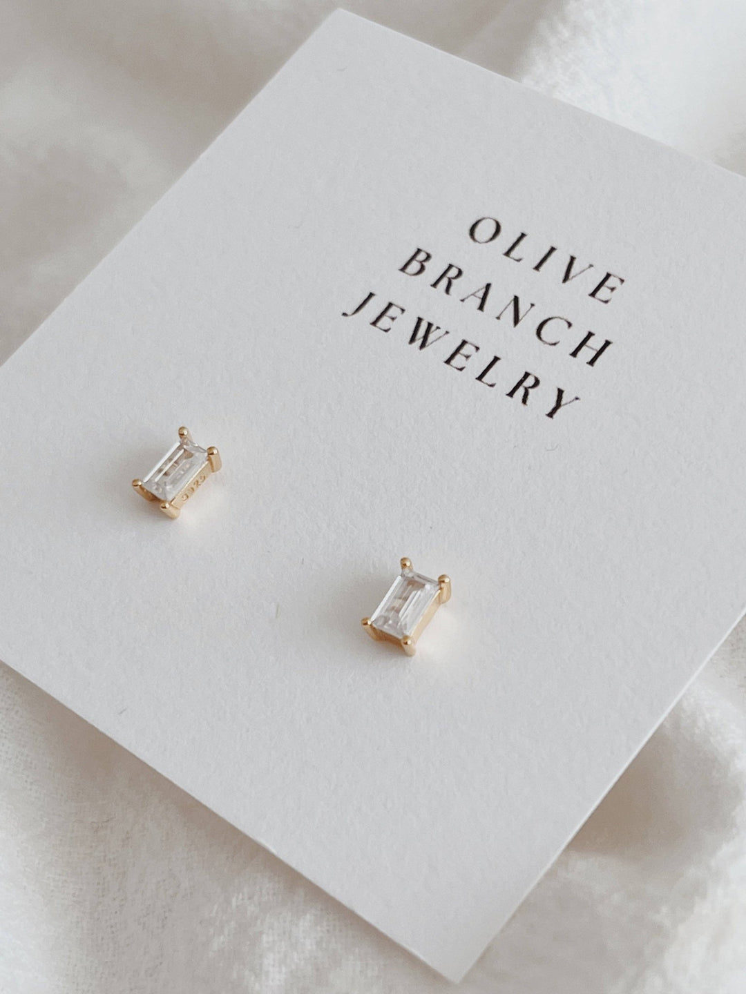 Baguette - Cut Stud Earrings: Gold - Pretty by Her - handmade locally in Cambridge, Ontario