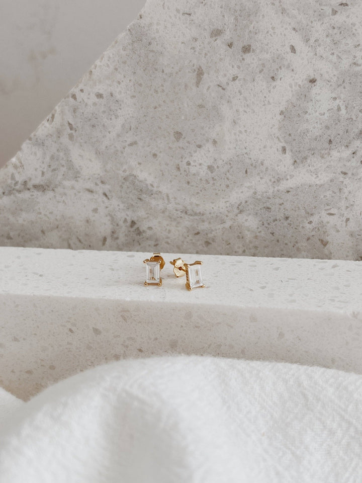 Baguette - Cut Stud Earrings: Gold - Pretty by Her - handmade locally in Cambridge, Ontario