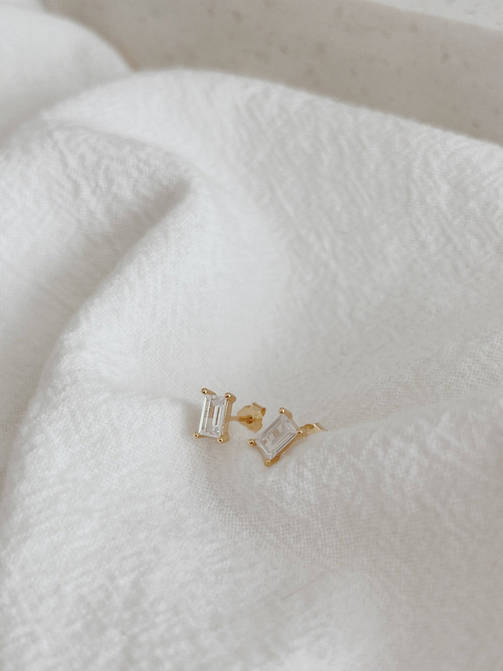 Baguette - Cut Stud Earrings: Gold - Pretty by Her - handmade locally in Cambridge, Ontario