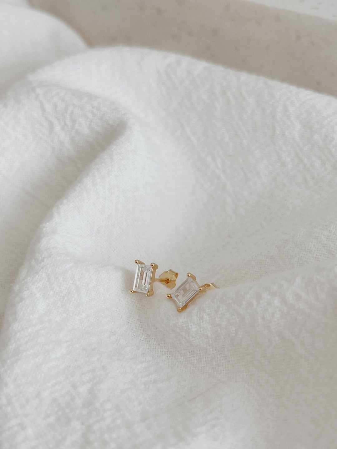 Baguette - Cut Stud Earrings: Gold - Pretty by Her - handmade locally in Cambridge, Ontario