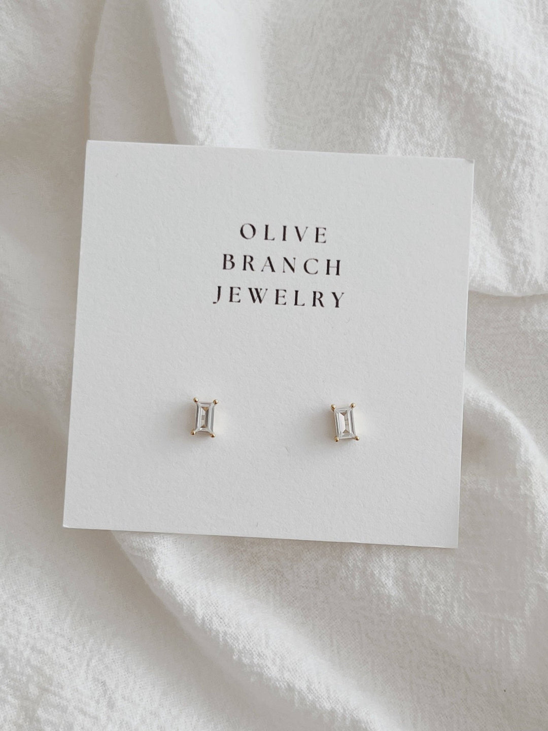Baguette - Cut Stud Earrings: Gold - Pretty by Her - handmade locally in Cambridge, Ontario