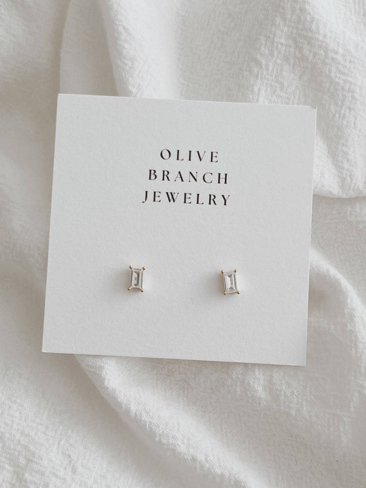 Baguette - Cut Stud Earrings: Gold - Pretty by Her - handmade locally in Cambridge, Ontario