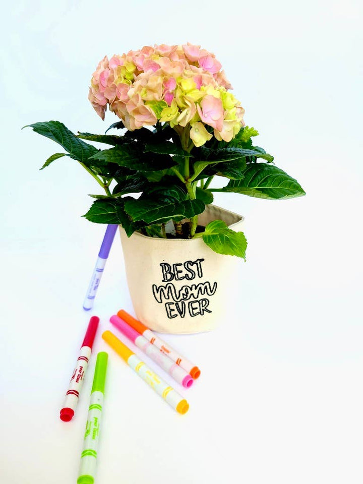 Best Mom Ever Colourable 4" Cotton Canvas Planter - Pretty by Her - handmade locally in Cambridge, Ontario
