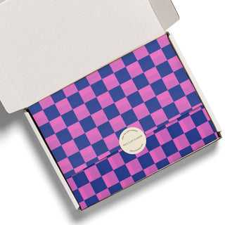 Blue and Pink Checkers tissue paper: 5 Sheets - Pretty by Her- handmade locally in Cambridge, Ontario