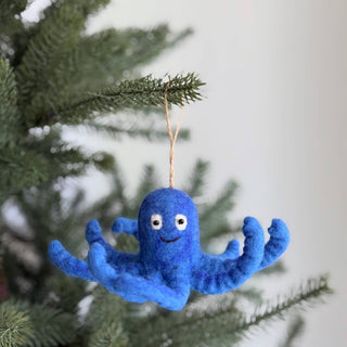 Blue Octopus Ornament - Pretty by Her - handmade locally in Cambridge, Ontario