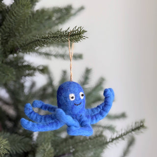 Blue Octopus Ornament - Pretty by Her - handmade locally in Cambridge, Ontario
