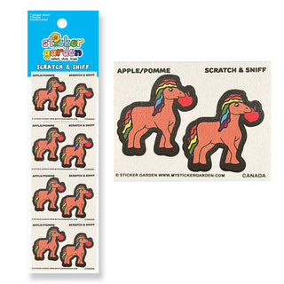 Scratch and Sniff Sticker Sheet Horse Apple Scent