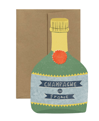 Champagne Card - French Collection Die Cut - Pretty by Her- handmade locally in Cambridge, Ontario