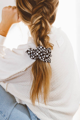 Checkerboard Oversized Scrunchie - Pretty by Her- handmade locally in Cambridge, Ontario