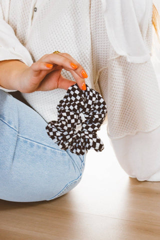Checkerboard Oversized Scrunchie - Pretty by Her- handmade locally in Cambridge, Ontario