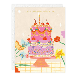 Cherry Cake - Birthday Card - Pretty by Her- handmade locally in Cambridge, Ontario