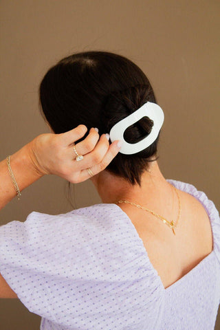 Circle Cutout Flat Claw Clip: Black - Pretty by Her- handmade locally in Cambridge, Ontario