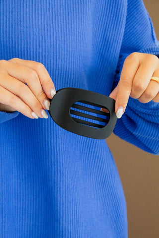 Circle Cutout Flat Claw Clip: Black - Pretty by Her- handmade locally in Cambridge, Ontario