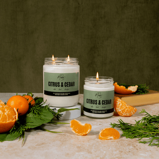CITRUS & CEDAR SOY CANDLE: 8 oz Single Wick - Pretty by Her- handmade locally in Cambridge, Ontario