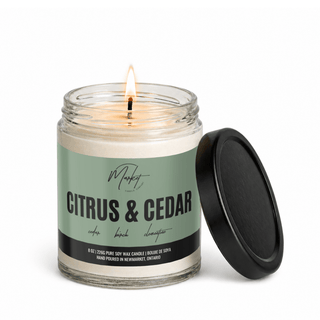 CITRUS & CEDAR SOY CANDLE: 8 oz Single Wick - Pretty by Her- handmade locally in Cambridge, Ontario