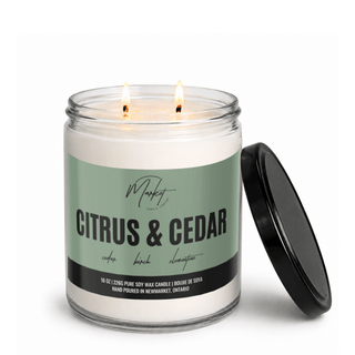 CITRUS & CEDAR SOY CANDLE: 8 oz Single Wick - Pretty by Her- handmade locally in Cambridge, Ontario
