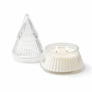 CLEAR RIBBED CHRISTMAS TREE SOY CANDLE: EVERGREEN & APPLES - Pretty by Her- handmade locally in Cambridge, Ontario