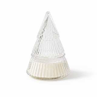 CLEAR RIBBED CHRISTMAS TREE SOY CANDLE: FRASIER FIR - Pretty by Her- handmade locally in Cambridge, Ontario