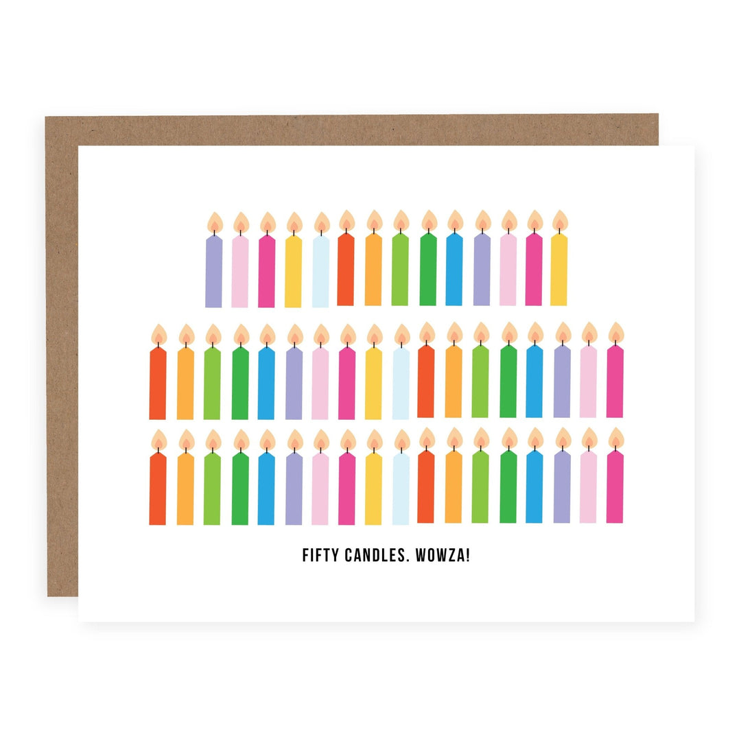 CLEARANCE Fifty Candles Wowza Card - Pretty by Her - handmade locally in Cambridge, Ontario